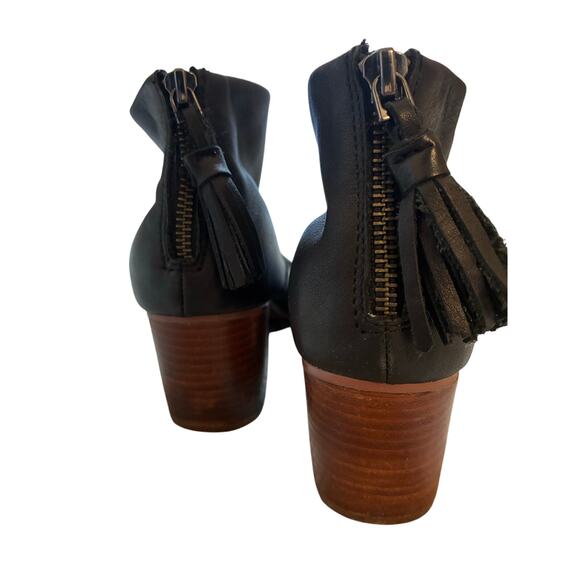 Toms Black Leather Leila Rear Zipper Bootie Sz 9 Western Boho Concert GNO Rodeo - Picture 7 of 7